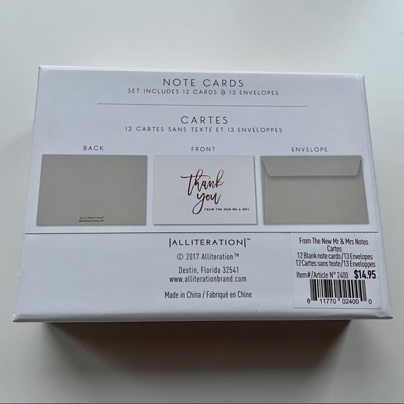 Wedding Thank You Cards 12 Pk Envelopes Included - Picture 3 of 9